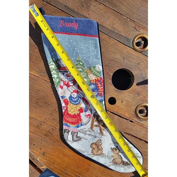 Lands' End Needlepoint Christmas Stocking BRODY Snowman Wool Discontinued C1 - Picture 10 of 12